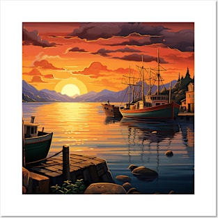 Twilight Marina - Fishing Boats at Dusk Posters and Art